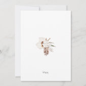 Boho Brown Pampas Grass Orchidee Wedding Kaart (Achterkant)