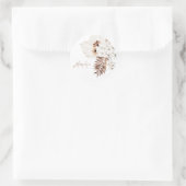 Boho Brown Pampas Grass White Orchids Monogram Ronde Sticker (Tas)