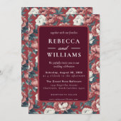 Boho Brown Peonies Spring Wedding Invitation Kaart (Voorkant / Achterkant)