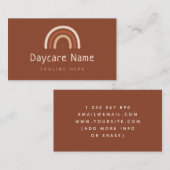 Boho Brown Rainbow Moon Stars Childcare Daycare Visitekaartje (Voorkant / Achterkant)