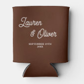 Boho Brown Script Minimalist Wedding Blikjeskoeler (Voorkant)