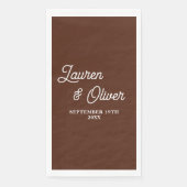 Boho Brown Script Minimalist Wedding Servet (Voorkant)