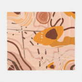 Boho Brown Tan Beige Oranje Abstract Kunstpatroon Fleece Deken (Voorkant (Horizontaal))