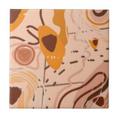 Boho Brown Tan Beige Oranje Abstracte Kunst Tegeltje (Voorkant)
