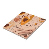 Boho Brown Tan Beige Oranje Abstracte Kunst Tegeltje (Zijkant)