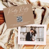 Boho Brown Taupe Bruiloft RSVP QR Code Informatiekaartje