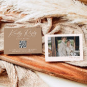 Boho Brown Taupe Bruiloft RSVP QR Code Informatiekaartje
