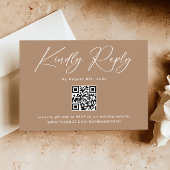 Boho Brown Taupe Bruiloft RSVP QR Code Informatiekaartje