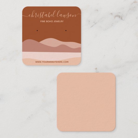 Boho Brown Terracotta Fine Jewelry Display Kaart Vierkante Visitekaartje (Voorkant / Achterkant)