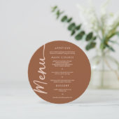Boho Brown Terracotta Trendy Bruiloft Menu Kaart (Staand voorkant)