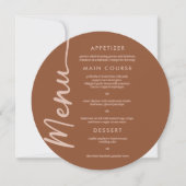Boho Brown Terracotta Trendy Bruiloft Menu Kaart (Voorkant)