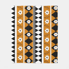 Boho Brown Tropical Floral Botanical Spring Summer Fleece Deken