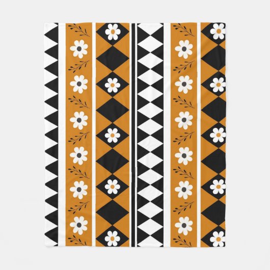 Boho Brown Tropical Floral Botanical Spring Summer Fleece Deken (Voorkant)