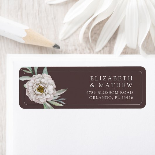 Boho Brown & White Floral Wedding Label (Insitu)