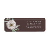 Boho Brown & White Floral Wedding Label (Voorkant)