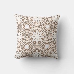 Boho Brown White Pattern Buitenkussen