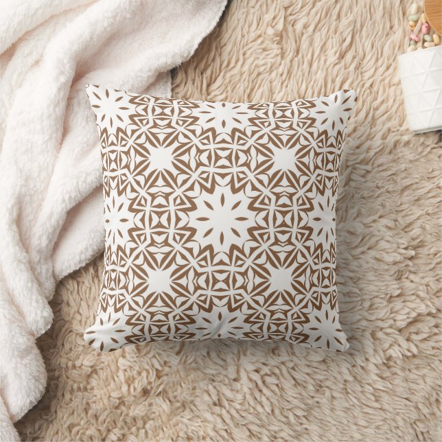 Boho Brown White Pattern Kussen (Deken)