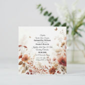 Boho Browns with Butterflies Floral Wedding Kaart (Staand voorkant)