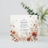 Boho Browns with Butterflies Floral Wedding Kaart (Staand voorkant)