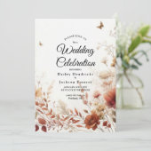 Boho Browns with Butterflies Floral Wedding Kaart (Staand voorkant)