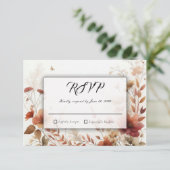 Boho Browns with Butterflies Floral Wedding RSVP Kaartje (Staand voorkant)