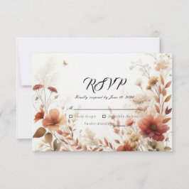 Boho Browns with Butterflies Floral Wedding RSVP Kaartje