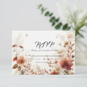 Boho Browns with Butterflies Floral Wedding RSVP Kaartje (Staand voorkant)