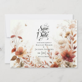 Boho Browns with Butterflies Floral Wedding Save The Date