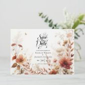 Boho Browns with Butterflies Floral Wedding Save The Date (Staand voorkant)
