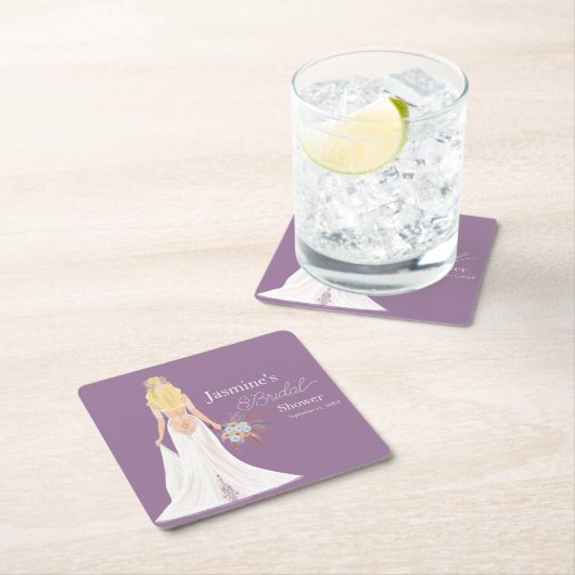 Boho Bruid Met Blond Haar En Bloemen Kartonnen Onderzetters (Insitu)