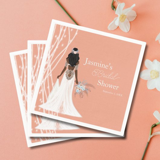 Boho-bruid met parels en bloemen Bruidsdiner Servet