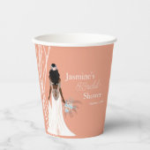 Boho Bruid Met Parels En Bloemen Bruiloft Feest Papieren Bekers (Voorkant)