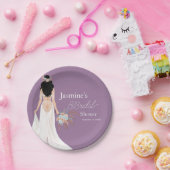 Boho Bruid Met Zwarte Haren En Bloemen Papieren Bordje (Feest)