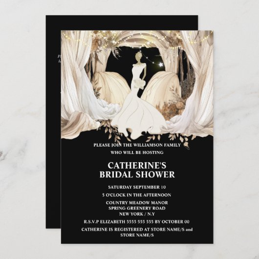 Boho bruid witte trouwjurk drapes chic kaart (Voorkant / Achterkant)