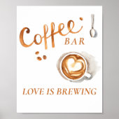 Boho Bruids Brunch - Coffee Bar Bord Poster (Voorkant)