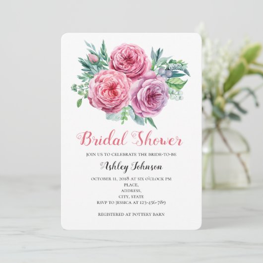 Boho bruids douche uitnodiging. Bloemenbohemien Kaart (Staand voorkant)