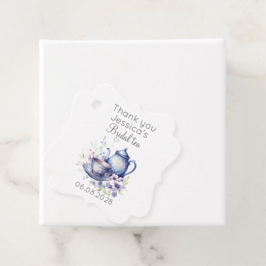 Boho Bruids Thee Blauw Bloemen  Vrijgezellenfeest Bedankjes Labels (In situ)