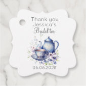 Boho Bruids Thee Blauw Bloemen  Vrijgezellenfeest Bedankjes Labels (Voorkant)