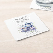 Boho Bruids Thee Blauw Bloemen  Vrijgezellenfeest Kartonnen Onderzetters (Schuin)