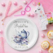 Boho Bruids Thee Blauw Bloemen  Vrijgezellenfeest Papieren Bordje (Feest)