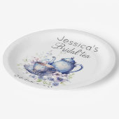 Boho Bruids Thee Blauw Bloemen  Vrijgezellenfeest Papieren Bordje (Gekanteld)