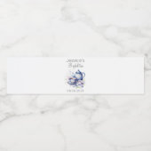 Boho Bruids Thee Blauw Bloemen  Vrijgezellenfeest Waterfles Etiket (Enkel label)