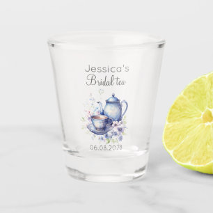 Boho Bruids-Thee Blauw Bloemig Vintage Bruidsdiner Shot Glas