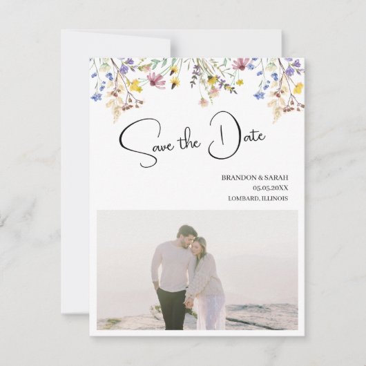 Boho Bruidsbloemen Bruiloft Save The Date (Voorkant)