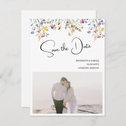 Boho Bruidsbloemen Bruiloft Save The Date (Voorkant / Achterkant)