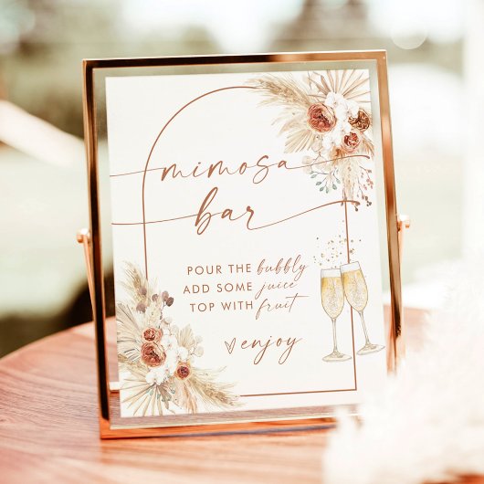 Boho Bruidschutter Mimosa Bar Bord | Pampas Gras Poster