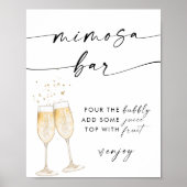 Boho Bruidsdouche Mimosa Bar Bord | Bubbly Bar Poster (Voorkant)