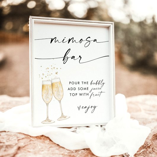 Boho Bruidsdouche Mimosa Bar Bord | Bubbly Bar Poster
