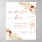 Boho Bruidsfeest Mimosa Bar Bord | Pampas Gras Poster (Voorkant)