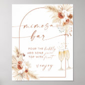 Boho Bruidsfeest Mimosa Bar Bord | Pampas Gras Poster (Voorkant)